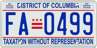 DC license plate FA0499