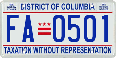 DC license plate FA0501