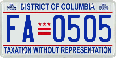 DC license plate FA0505