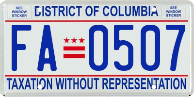 DC license plate FA0507