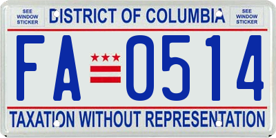 DC license plate FA0514