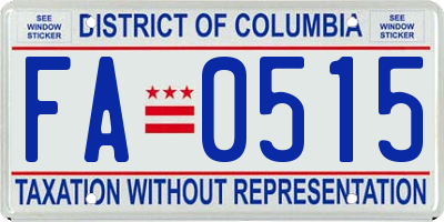 DC license plate FA0515