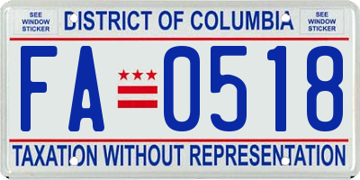 DC license plate FA0518