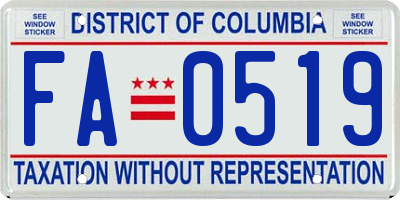 DC license plate FA0519