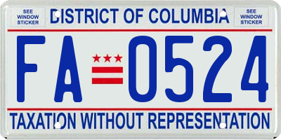 DC license plate FA0524