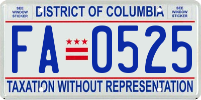 DC license plate FA0525