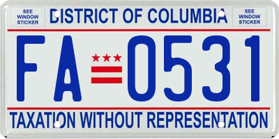 DC license plate FA0531