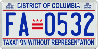 DC license plate FA0532