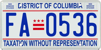 DC license plate FA0536