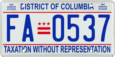 DC license plate FA0537