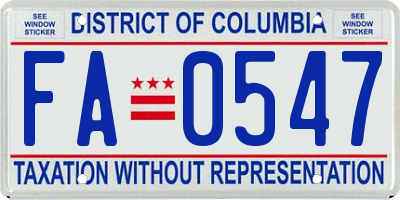 DC license plate FA0547