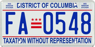 DC license plate FA0548