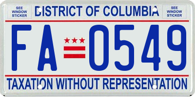 DC license plate FA0549