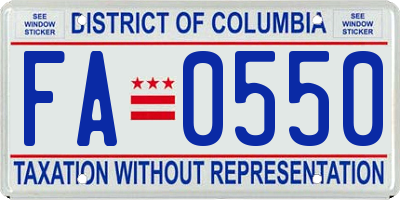 DC license plate FA0550