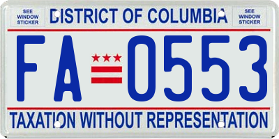 DC license plate FA0553