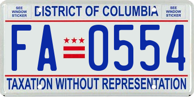 DC license plate FA0554