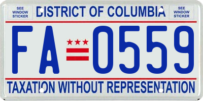 DC license plate FA0559