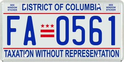 DC license plate FA0561