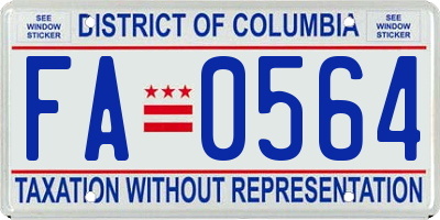 DC license plate FA0564