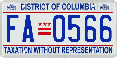 DC license plate FA0566