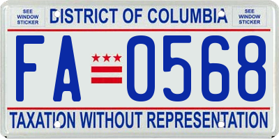 DC license plate FA0568