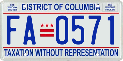 DC license plate FA0571