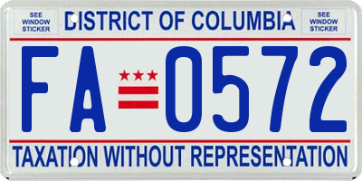 DC license plate FA0572