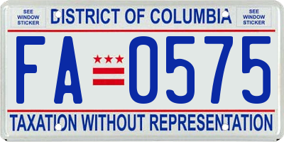 DC license plate FA0575