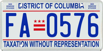 DC license plate FA0576