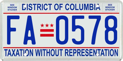 DC license plate FA0578