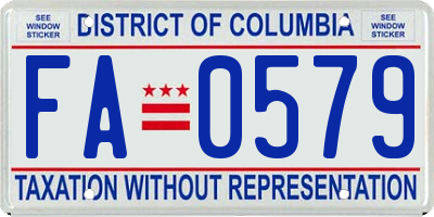 DC license plate FA0579