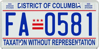 DC license plate FA0581