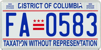 DC license plate FA0583