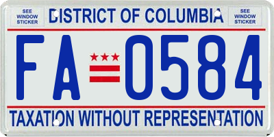 DC license plate FA0584