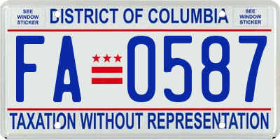 DC license plate FA0587