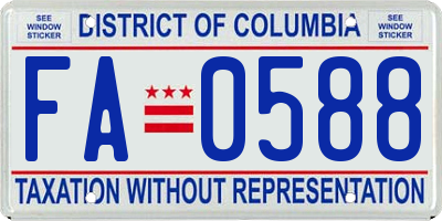 DC license plate FA0588