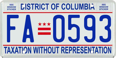 DC license plate FA0593