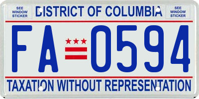 DC license plate FA0594