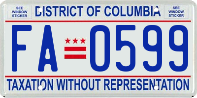 DC license plate FA0599