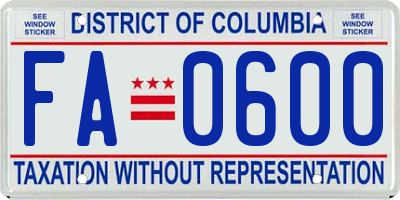 DC license plate FA0600