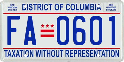 DC license plate FA0601