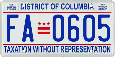 DC license plate FA0605