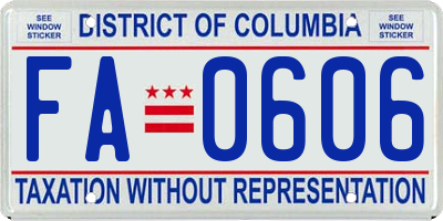 DC license plate FA0606