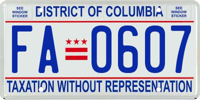 DC license plate FA0607