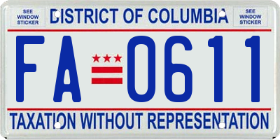 DC license plate FA0611