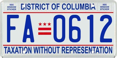 DC license plate FA0612