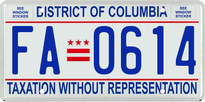 DC license plate FA0614