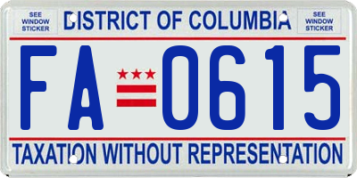 DC license plate FA0615