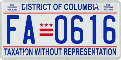 DC license plate FA0616