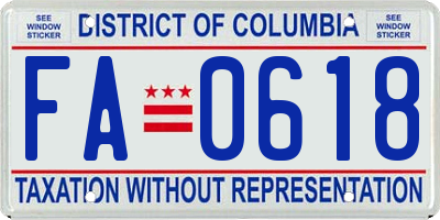 DC license plate FA0618